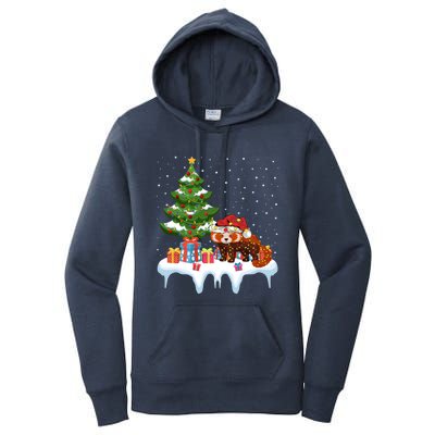 Xmas Lighting Tree Santa Hat Red Panda Christmas Gift Women's Pullover Hoodie