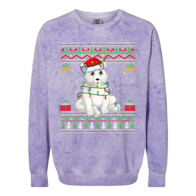 Xmas Lights Ugly Sweater Style Santa Polar Bear Christmas Meaningful Gift Colorblast Crewneck Sweatshirt