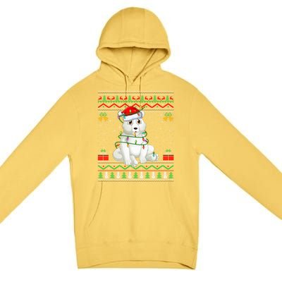 Xmas Lights Ugly Sweater Style Santa Polar Bear Christmas Meaningful Gift Premium Pullover Hoodie