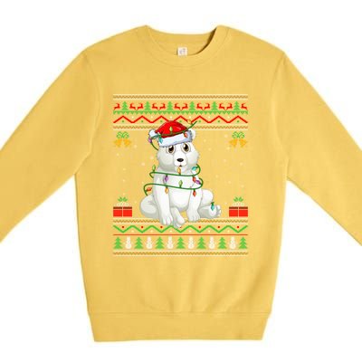 Xmas Lights Ugly Sweater Style Santa Polar Bear Christmas Meaningful Gift Premium Crewneck Sweatshirt