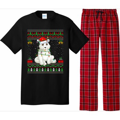 Xmas Lights Ugly Sweater Style Santa Polar Bear Christmas Meaningful Gift Pajama Set