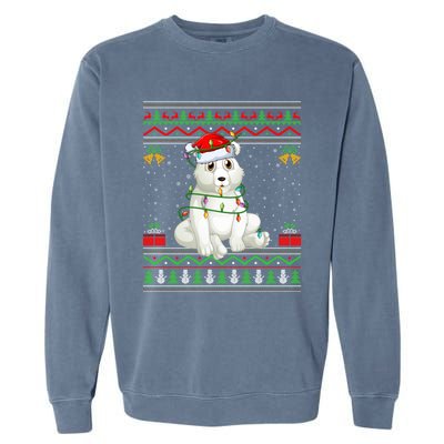 Xmas Lights Ugly Sweater Style Santa Polar Bear Christmas Meaningful Gift Garment-Dyed Sweatshirt