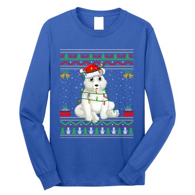 Xmas Lights Ugly Sweater Style Santa Polar Bear Christmas Meaningful Gift Long Sleeve Shirt