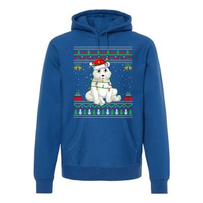 Xmas Lights Ugly Sweater Style Santa Polar Bear Christmas Meaningful Gift Premium Hoodie