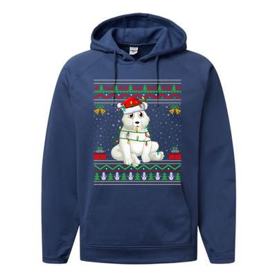 Xmas Lights Ugly Sweater Style Santa Polar Bear Christmas Meaningful Gift Performance Fleece Hoodie