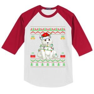 Xmas Lights Ugly Sweater Style Santa Polar Bear Christmas Meaningful Gift Kids Colorblock Raglan Jersey