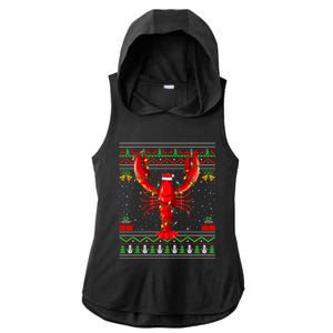 Xmas Lights Ugly Style Santa Lobster Fish Christmas Gift Ladies PosiCharge Tri-Blend Wicking Draft Hoodie Tank