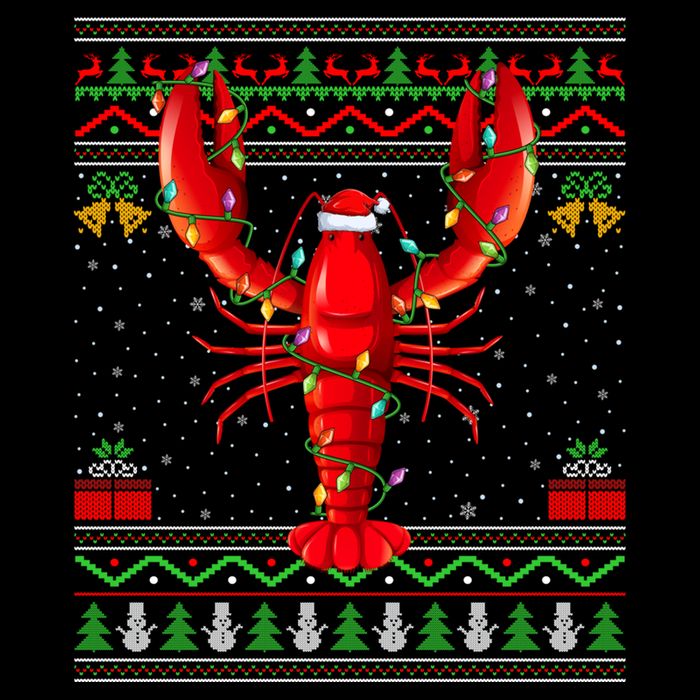 Xmas Lights Ugly Style Santa Lobster Fish Christmas Gift Mug