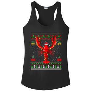 Xmas Lights Ugly Style Santa Lobster Fish Christmas Gift Ladies PosiCharge Competitor Racerback Tank