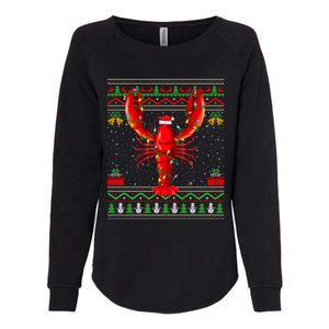 Xmas Lights Ugly Style Santa Lobster Fish Christmas Gift Womens California Wash Sweatshirt