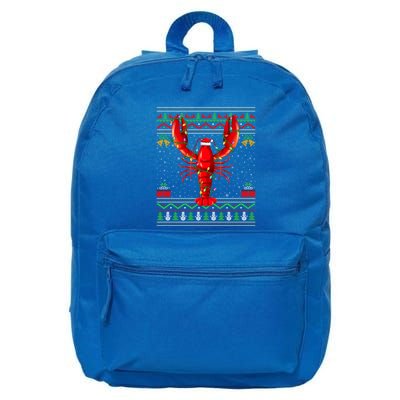 Xmas Lights Ugly Style Santa Lobster Fish Christmas Gift 16 in Basic Backpack