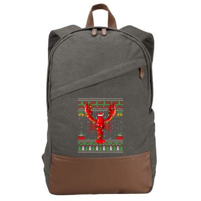 Xmas Lights Ugly Style Santa Lobster Fish Christmas Gift Cotton Canvas Backpack