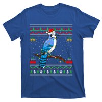 Xmas Lights Ugly Style Santa Blue Jay Bird Christmas Cute Gift T-Shirt