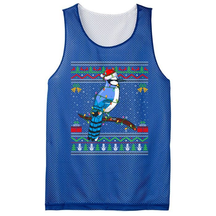 Xmas Lights Ugly Style Santa Blue Jay Bird Christmas Cute Gift Mesh Reversible Basketball Jersey Tank