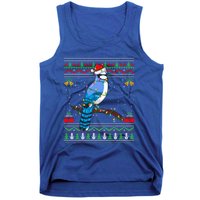 Xmas Lights Ugly Style Santa Blue Jay Bird Christmas Cute Gift Tank Top