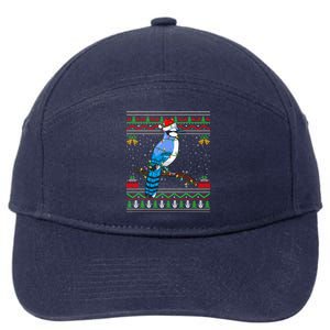 Xmas Lights Ugly Style Santa Blue Jay Bird Christmas Funny Gift 7-Panel Snapback Hat