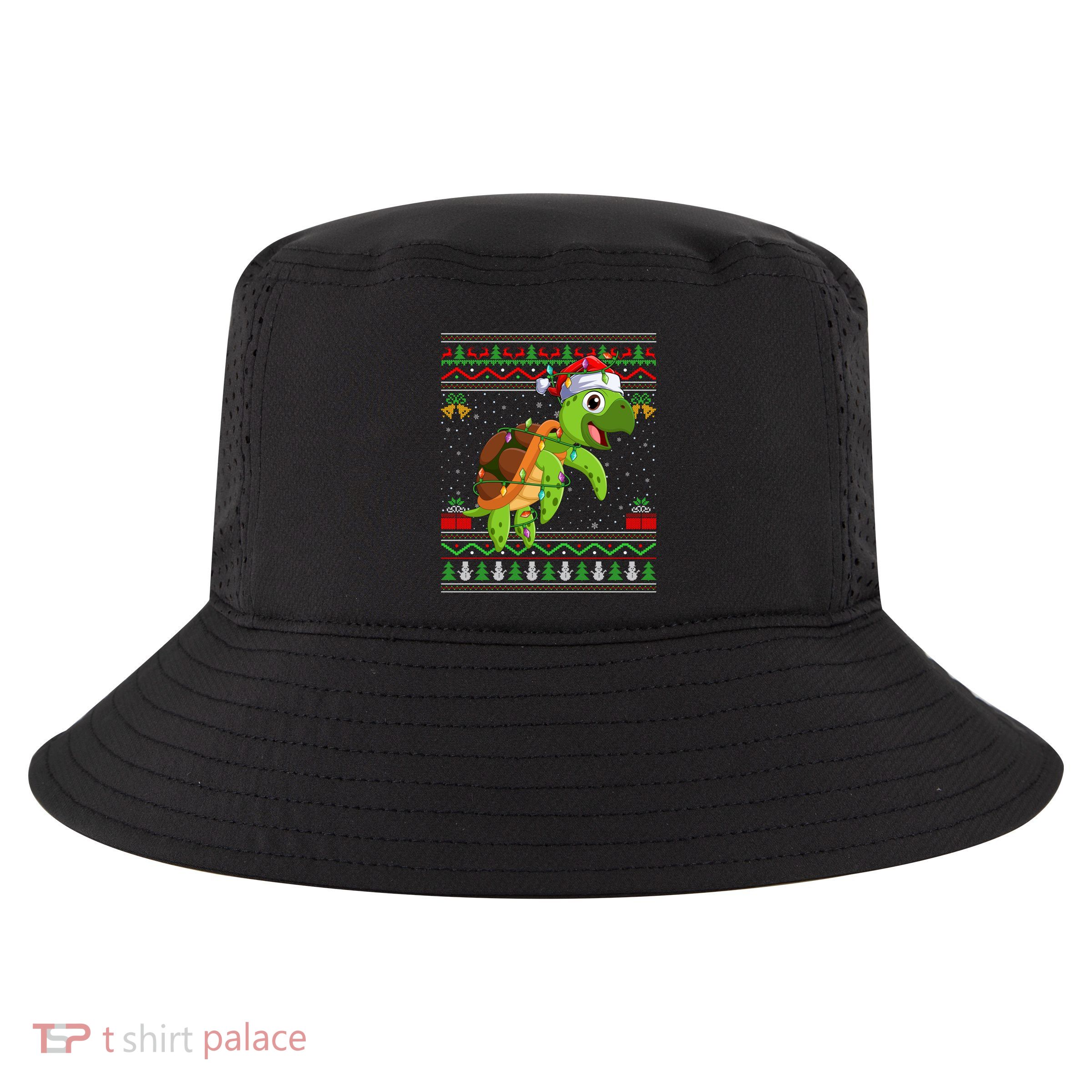Xmas Lights Ugly Sweater Style Santa Sea Turtle Christmas Gift Cool Comfort Performance Bucket Hat