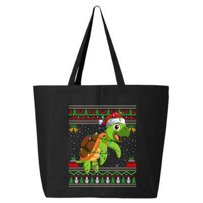 Xmas Lights Ugly Sweater Style Santa Sea Turtle Christmas Gift 25L Jumbo Tote