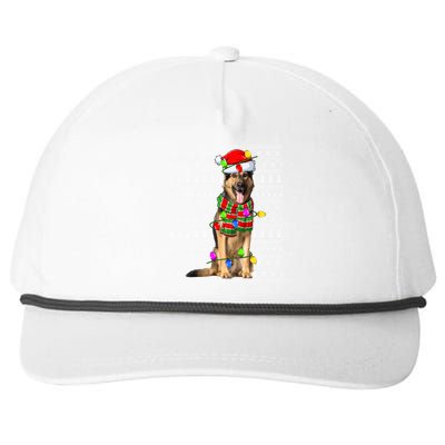 Xmas Lighting Ugly Santa Ger Shepherd Dog Christmas Cute Gift Snapback Five-Panel Rope Hat