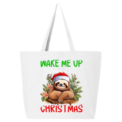 Xmas Lights Wake Me Up When Christmas Sweet Sloth Gift 25L Jumbo Tote