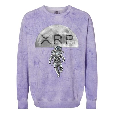 Xrp Moon Astronaut Ripple Cryptocurrency Graphic Cute Gift Colorblast Crewneck Sweatshirt