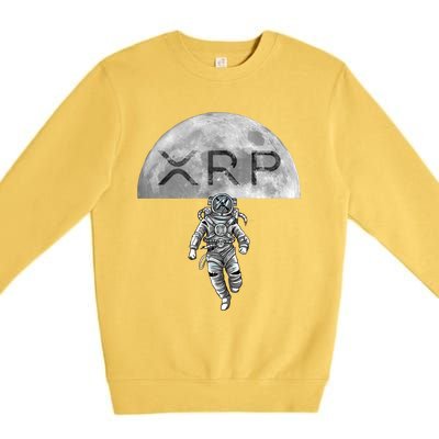 Xrp Moon Astronaut Ripple Cryptocurrency Graphic Cute Gift Premium Crewneck Sweatshirt