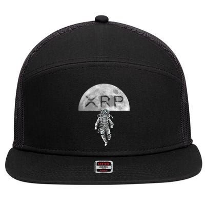 Xrp Moon Astronaut Ripple Cryptocurrency Graphic Cute Gift 7 Panel Mesh Trucker Snapback Hat