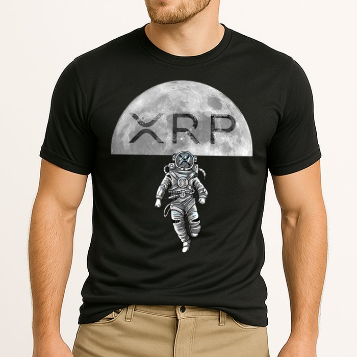 Xrp Moon Astronaut Ripple Cryptocurrency Graphic Cute Gift Cooling Performance Crew T-Shirt