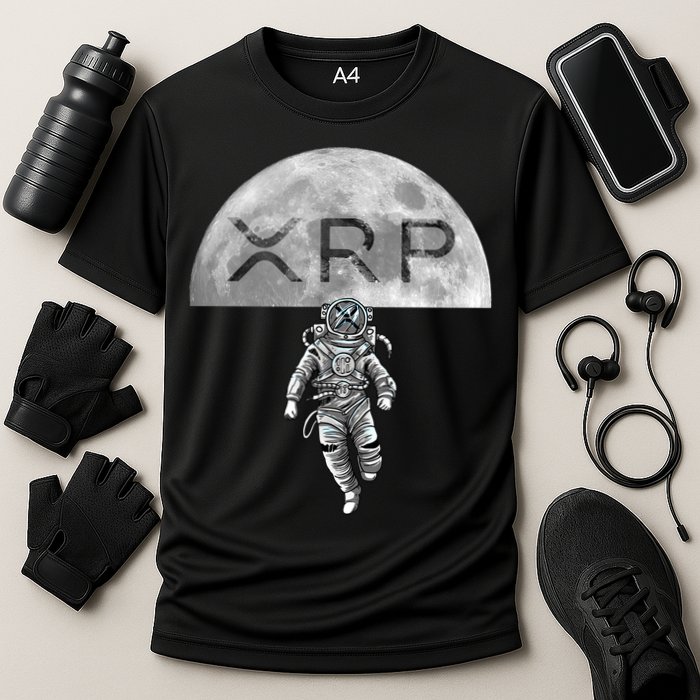 Xrp Moon Astronaut Ripple Cryptocurrency Graphic Cute Gift Cooling Performance Crew T-Shirt