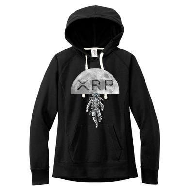 Xrp Moon Astronaut Ripple Cryptocurrency Graphic Cute Gift Women's Fleece Hoodie