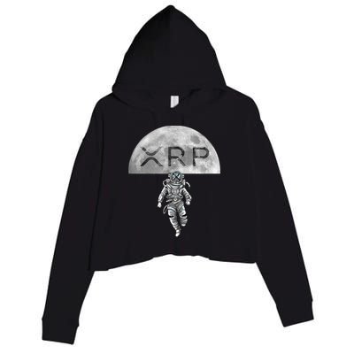 Xrp Moon Astronaut Ripple Cryptocurrency Graphic Cute Gift Crop Fleece Hoodie