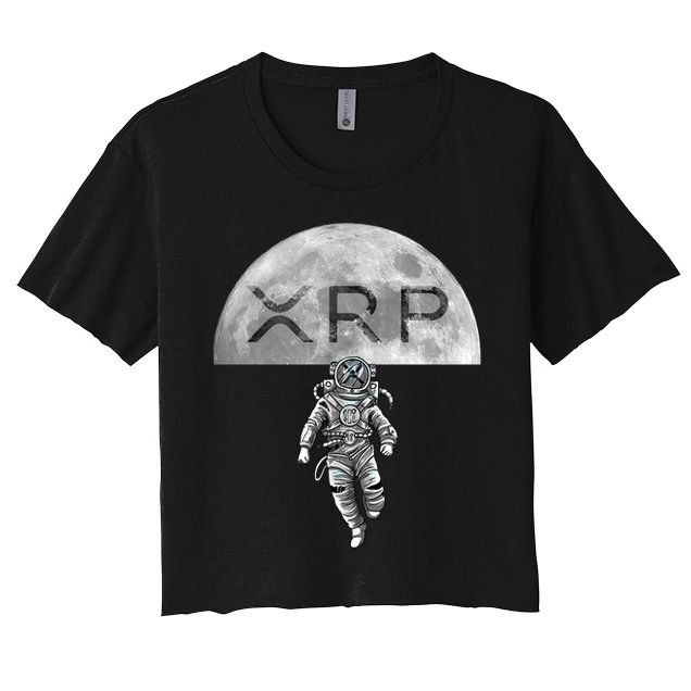 Xrp Moon Astronaut Ripple Cryptocurrency Graphic Cute Gift Women's Crop Top Tee