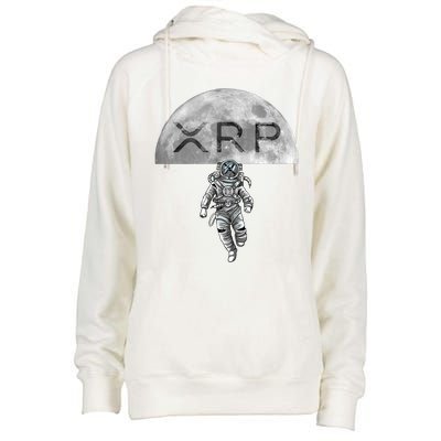 Xrp Moon Astronaut Ripple Cryptocurrency Graphic Cute Gift Womens Funnel Neck Pullover Hood