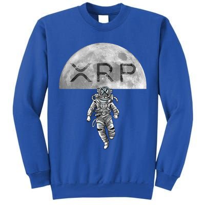 Xrp Moon Astronaut Ripple Cryptocurrency Graphic Cute Gift Tall Sweatshirt