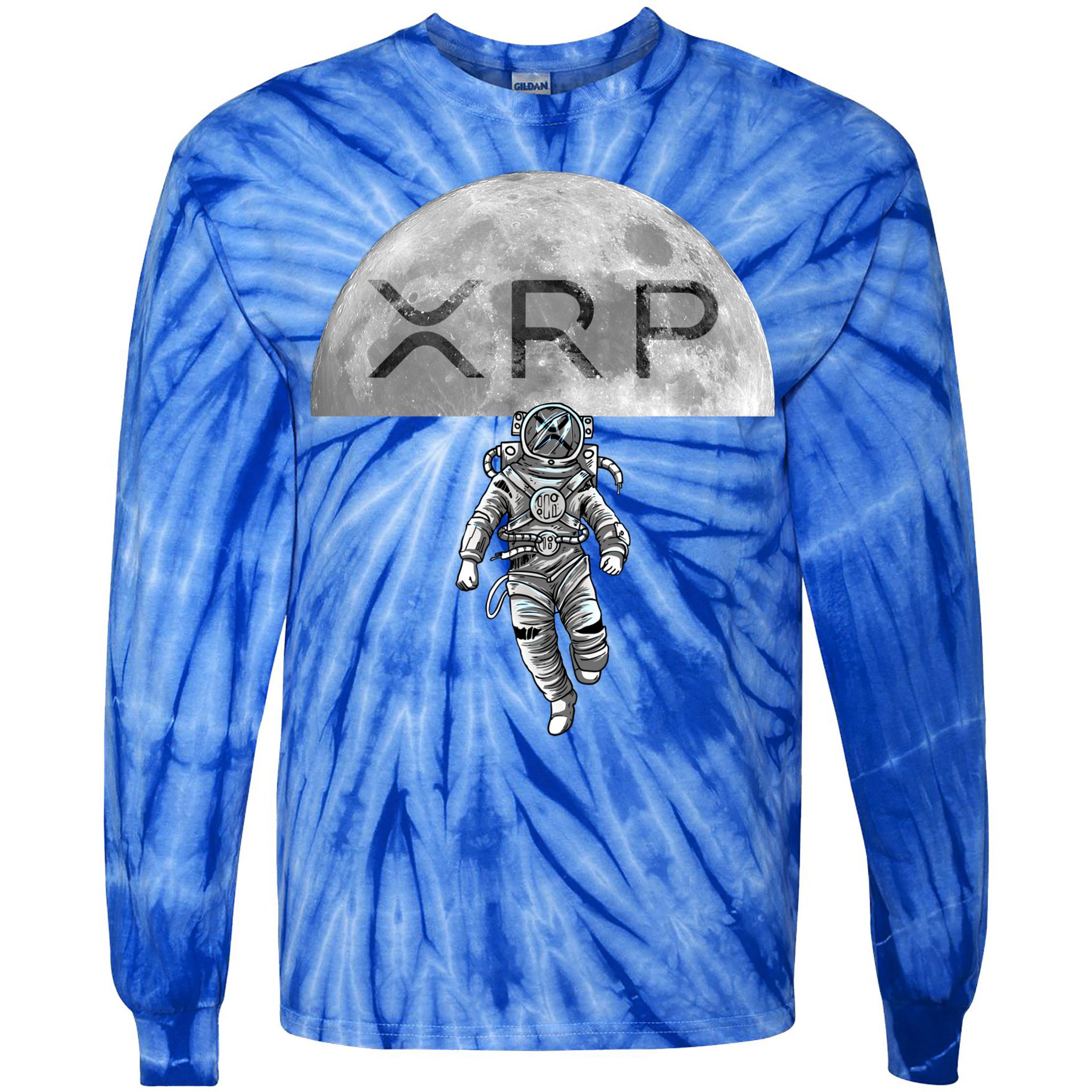 Xrp Moon Astronaut Ripple Cryptocurrency Graphic Cute Gift Tie-Dye Long Sleeve Shirt
