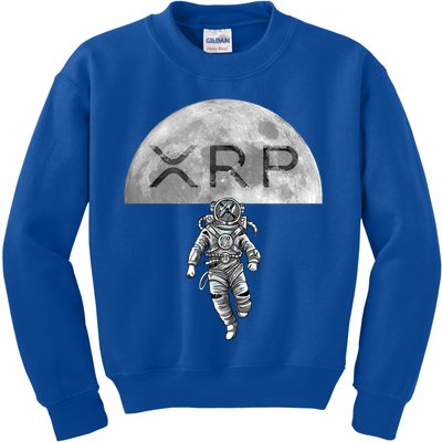 Xrp Moon Astronaut Ripple Cryptocurrency Graphic Cute Gift Kids Sweatshirt
