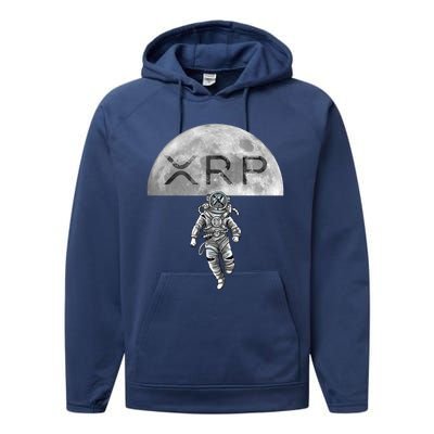 Xrp Moon Astronaut Ripple Cryptocurrency Graphic Cute Gift Performance Fleece Hoodie