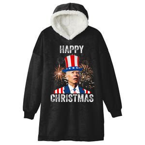 Xmas Merry Christmas Funny Happy 4th Of July Anti Joe Biden Hooded Wearable Blanket