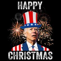 Xmas Merry Christmas Funny Happy 4th Of July Anti Joe Biden Button