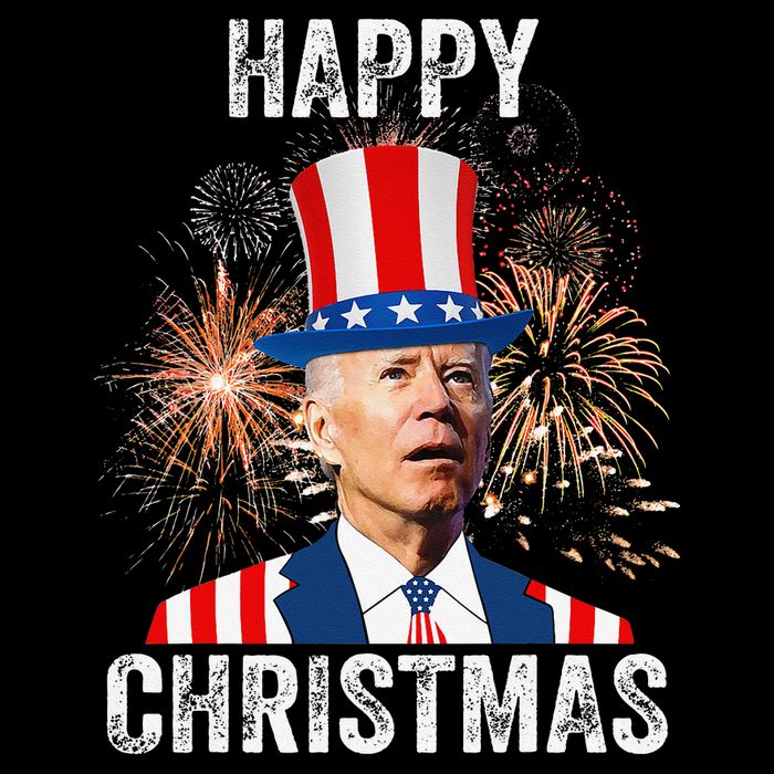 Xmas Merry Christmas Funny Happy 4th Of July Anti Joe Biden Button