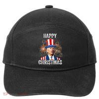 Xmas Merry Christmas Funny Happy 4th Of July Anti Joe Biden 7-Panel Snapback Hat