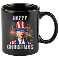 Xmas Merry Christmas Funny Happy 4th Of July Anti Joe Biden 11oz C Handle Ceramic Mug