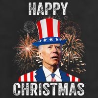 Xmas Merry Christmas Funny Happy 4th Of July Anti Joe Biden 11oz C Handle Ceramic Mug