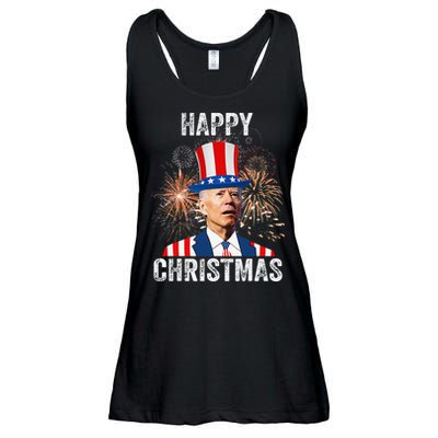 Xmas Merry Christmas Funny Happy 4th Of July Anti Joe Biden Ladies Essential Flowy Tank