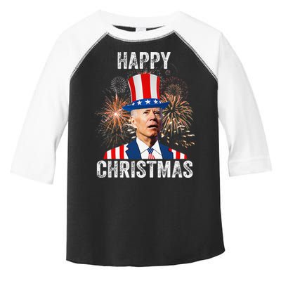 Xmas Merry Christmas Funny Happy 4th Of July Anti Joe Biden Toddler Fine Jersey T-Shirt