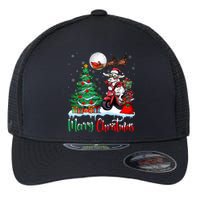 Xmas Merry Christmas Cow Cow Riding Motorcycle Santa Hat Flexfit Unipanel Trucker Cap