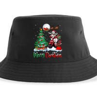 Xmas Merry Christmas Cow Cow Riding Motorcycle Santa Hat Sustainable Bucket Hat