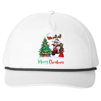 Xmas Merry Christmas Cow Cow Riding Motorcycle Santa Hat Snapback Five-Panel Rope Hat