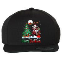 Xmas Merry Christmas Cow Cow Riding Motorcycle Santa Hat Wool Snapback Cap