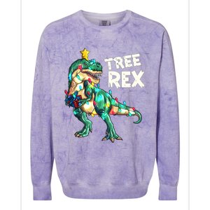 X Mas Christmas Trex Tyrannosaurus Christmas Tree Rex Gift Colorblast Crewneck Sweatshirt